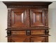 Buffet two bodies, 4 shutters, solid oak, carved with acanthus leaves, seventeenth