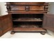 Buffet two bodies, 4 shutters, solid oak, carved with acanthus leaves, seventeenth