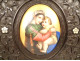 Pair of miniature porcelain Virgin and Child Christ in mother-of-pearl wood frames, 19th century