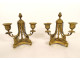 Pair of Louis XV gilt bronze two-light candelabra, Napoleon III style, 19th century