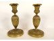 Pair of small Louis XVI style gilt bronze candlesticks with grape flowers, 19th century