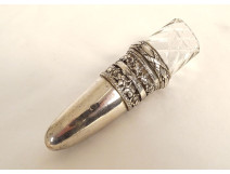 Car flower frog, soliflore flower holder, cut crystal, metal, 19th century