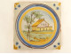 Polychrome Nevers earthenware tile depicting a landscape of a house, tree, and flowers, 18th century