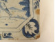 Delftware manganese tile depicting a biblical scene of Samson and the lion, 18th century