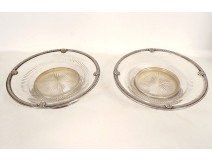Pair of solid silver Minerva crystal Baccarat centerpiece bowls, 19th century