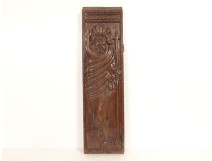 Carved wooden bas-relief panel of Saint John the Baptist, High Period, 17th century