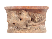 High Period carved wood panel with grapes, vine, and cornice, 17th century