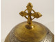 Ciborium, silver-gilt bowl, Minerva head, gilt bronze base, cross and foliage, 19th century