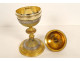 Ciborium, silver-gilt bowl, Minerva head, gilt bronze base, cross and foliage, 19th century