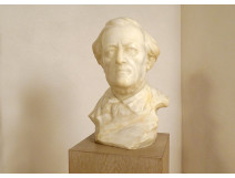 Alabaster sculpture, bust of composer Wagner, Raphael Nannini, Italy, early 20th century