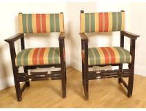 Pair of Spanish armchairs, carved oak, High Period, 17th century
