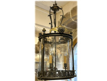 Louis XVI lantern, vestibule/hall, 3 bronze lights with lion mascarons, 19th century