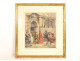 Framed watercolor by Albert Morand, Cardinal Richelieu, Musketeers, 19th century