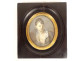 Miniature on paper portrait of a young woman asleep, wooden frame, 19th century
