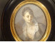 Miniature on paper portrait of a young woman asleep, wooden frame, 19th century