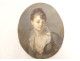Miniature on paper portrait of a young woman asleep, wooden frame, 19th century