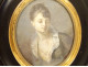 Miniature on paper portrait of a young woman asleep, wooden frame, 19th century
