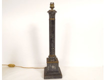 Empire style lamp base, classic column, grey marble, gilt bronze, late 19th century