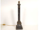 Empire style lamp base, classic column, grey marble, gilt bronze, late 19th century