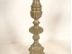 Pair of silver-plated brass and bronze church candlesticks with shell motifs, 19th century
