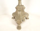 Pair of silver-plated brass and bronze church candlesticks with shell motifs, 19th century