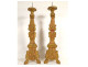 Pair of large church candlesticks, carved and gilded wood with flowers, 18th century
