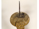 Pair of large church candlesticks, carved and gilded wood with flowers, 18th century
