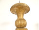 Pair of large church candlesticks, carved and gilded wood with flowers, 18th century