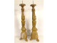 Pair of large church candlesticks, carved and gilded wood with flowers, 18th century