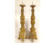 Pair of large church candlesticks, carved and gilded wood with flowers, 18th century