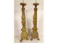 Pair of large church candlesticks, carved and gilded wood with flowers, 18th century