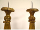 Pair of large church candlesticks, carved and gilded wood with flowers, 18th century