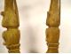 Pair of large church candlesticks, carved and gilded wood with flowers, 18th century
