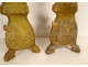 Pair of large church candlesticks, carved and gilded wood with flowers, 18th century