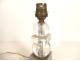 Vintage 20th-century lamp base in the style of Jacques Adnet, glass and chrome.