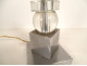 Vintage 20th-century lamp base in the style of Jacques Adnet, glass and chrome.