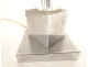 Vintage 20th-century lamp base in the style of Jacques Adnet, glass and chrome.