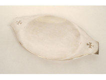 Silver-plated metal communion tray with cross, 20th century