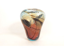 Fran&ccedil;ois Le Lonquer blown glass vase with silver inclusions, 20th century