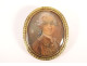 18K solid gold medallion brooch with miniature painted portrait of an 18th-century aristocrat