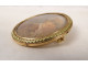 18K solid gold medallion brooch with miniature painted portrait of an 18th-century aristocrat