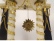 Louis XVI portico clock with white marble columns, gilt bronze vases, 18th century