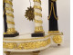 Louis XVI portico clock with white marble columns, gilt bronze vases, 18th century