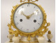 Louis XVI portico clock with white marble columns, gilt bronze vases, 18th century