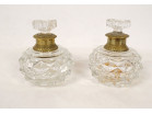 Paire flacons parfum cristal le Creusot Baccarat bronze Restauration XIXè