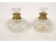 Pair of Le Creusot crystal perfume bottles, Baccarat bronze, Restoration period, 19th century