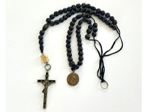 Rosary, Christ cross, crucifix, ebony wood, Saint Vincent Paul, 19th century