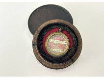 Reliquary medallion of Saint Stanislas Kostka, round wooden box, 19th century