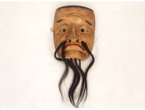 Noh theater mask, polychrome wood, demon man, Gigaku Obeshimi, Japan, 19th century