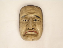 Noh theater mask, polychrome wood, demon man, Gigaku Obeshimi, Japan, 19th century